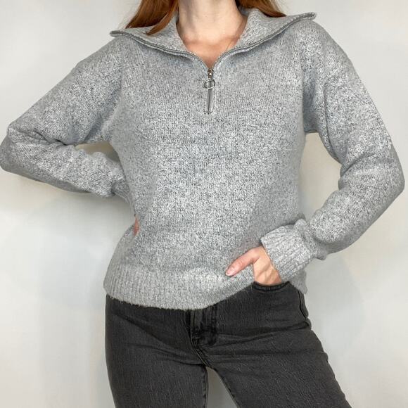 Love by Design EUC Large Gray Half ZIP Chunky Knit Sweater - Picture 7 of 10